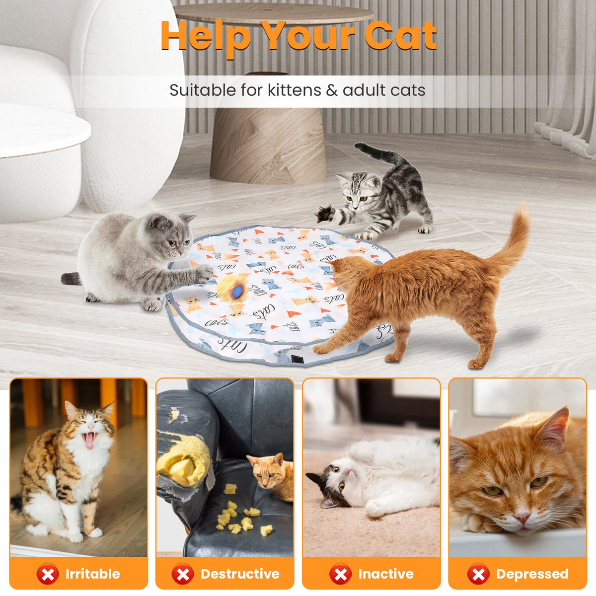 Hide-and-Seek Rolling Cat Toy